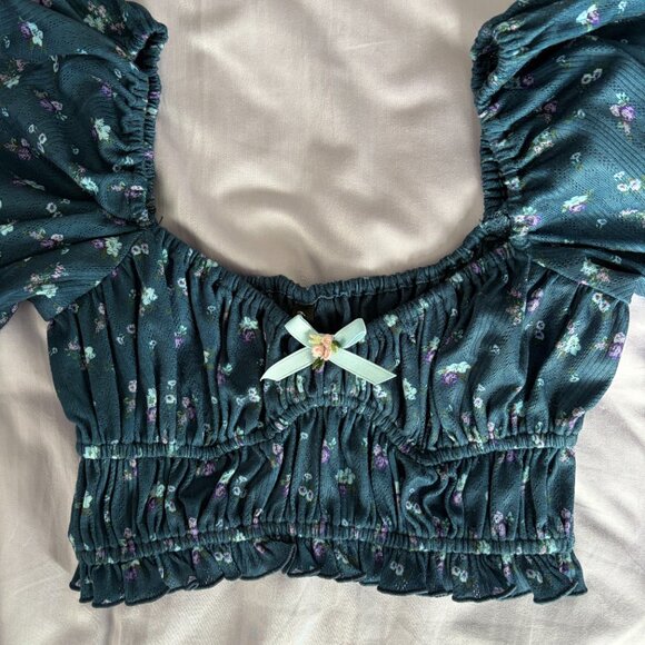 NWOT For Love & Lemons Navy Blue Lola Pointelle PJ Set - Picture 7 of 9